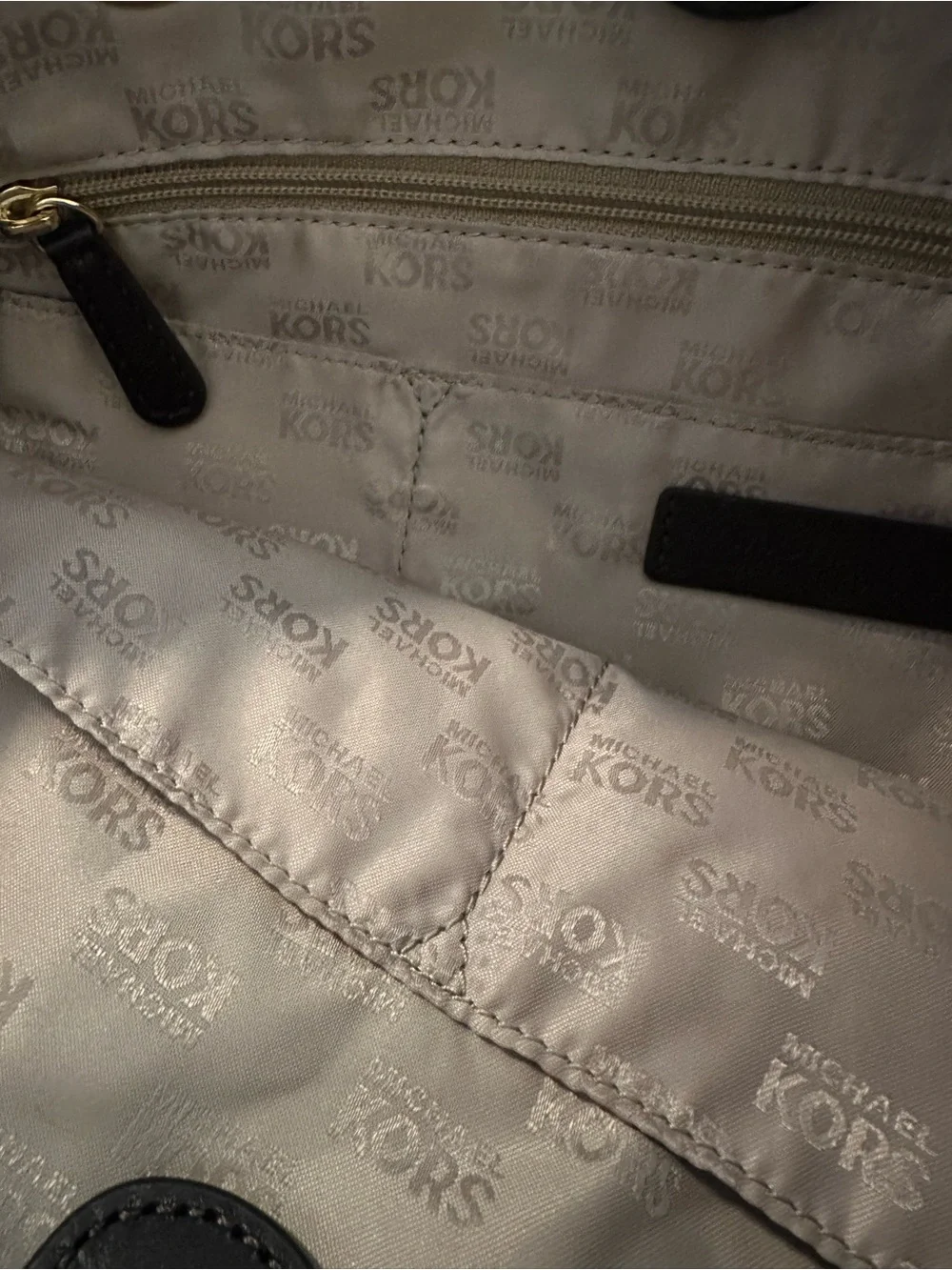 Michael Kors Dark Brown Suede Tote with Gold MK Charm - Picture 3 of 3